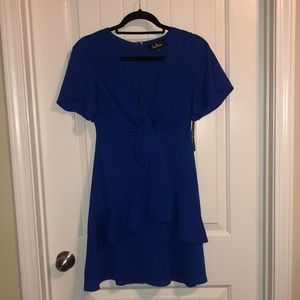 Lulu’s royal blue dress! Ruffles and tie front!
